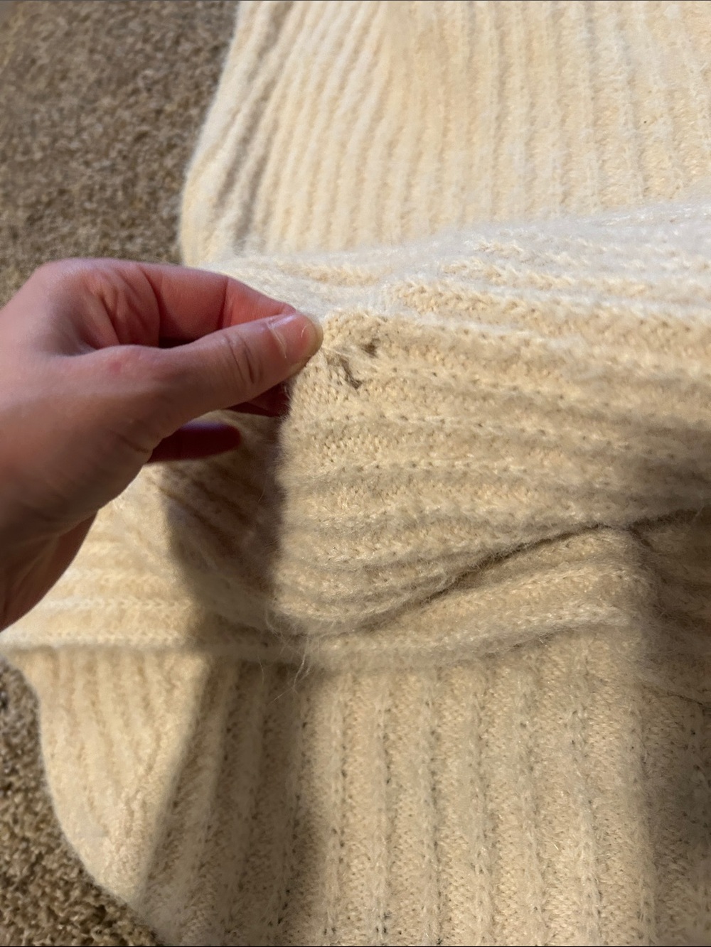 Express Cream Ribbed Cardigan with Black Trim - Picture 4 of 4